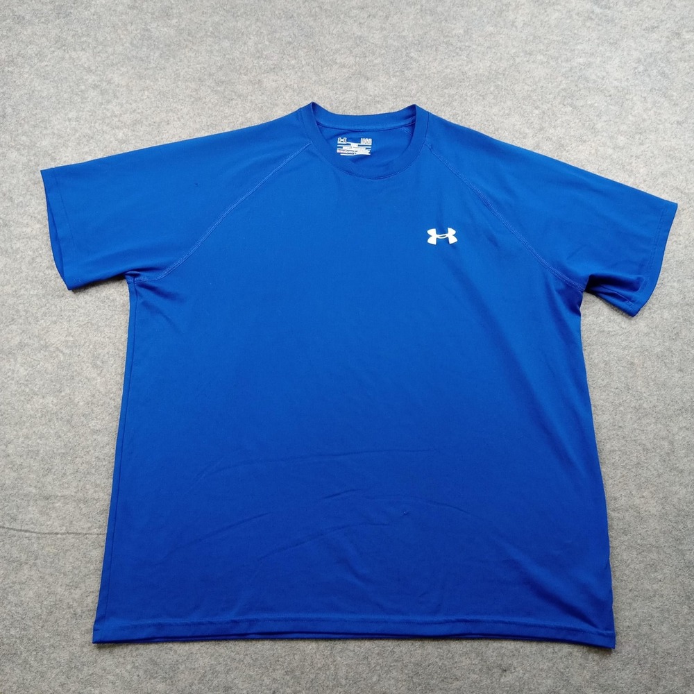 Under Armour Shirt Mens Large Blue HeatGear Loose Fit Athletic Training Tee